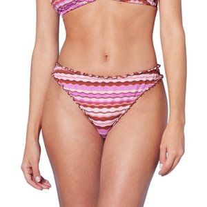 Shade & Shore Ruffle High Leg Extra Cheeky Bikini Bottom Pique Purple Size S